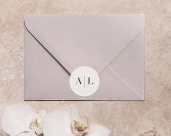 Envelope Sticker with Initials for Wedding Invitation Envelope Label | Personalised 40mm Round Labels x 24 Per Sheet of Envelope Seals