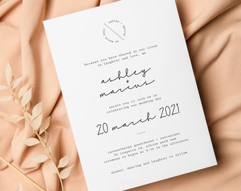 Wedding Invitation Suite | Boho Chic Wedding or Nautical Wedding Theme | Simple Wedding Invite | Ashley + Marcus