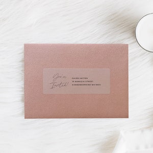 Guest Address Labels for Wedding Invitation Envelopes | Frosted Clear Labels Printed with You're Invited! and Guest Addresses for Envelopes