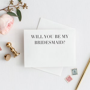 Simple Bridesmaid Card with Bold Font Design | Will You Be My Bridesmaid Proposal Card | Minimalist Bridesmaid Card | Wedding Color Envelope