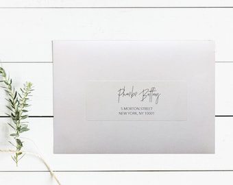 Etiquetas transparentes esmeriladas para direcciones de invitados / Sobres de invitación de boda