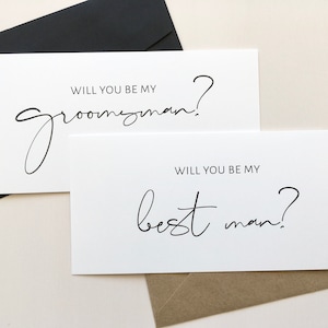 Will You Be My Groomsman Cards DL Flat Cards for Bridal Party Proposals Be My Best Man Card for Best Mate Simple Groomsmen Cards image 1