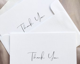 Linen Wedding Thank You Cards | Wedding Guest Thank You Cards Printed on Linen Paper and Envelopes | Thank You Notecards | Mila Collection