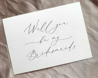 Bridesmaid Proposal Cards | Simple Bridal Party Cards for Maid of Honour and Bridesmaids | Modern Script Font | Will You Be My Bridesmaid