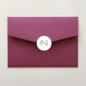 Envelope Sticker with Initials for Wedding Invitation Envelopes | Personalised 40mm Round Labels x 24 Per Sheet | Envelope Seals | Signature