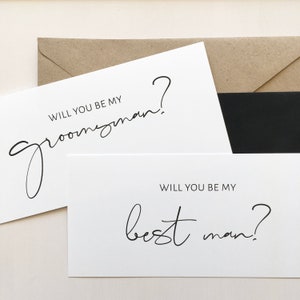 Will You Be My Groomsman Cards DL Flat Cards for Bridal Party Proposals Be My Best Man Card for Best Mate Simple Groomsmen Cards image 6