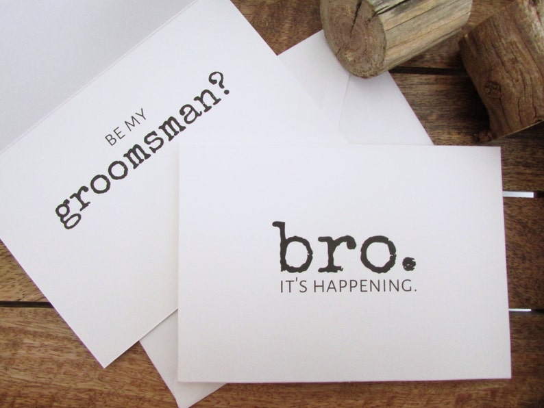 Be My Groomsman Card Bro. It's Happening Will You Be My Best Man Card Funny Groomsman Card Folded A6 Card & Envelope image 2