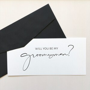 Will You Be My Groomsman Cards DL Flat Cards for Bridal Party Proposals Be My Best Man Card for Best Mate Simple Groomsmen Cards image 5