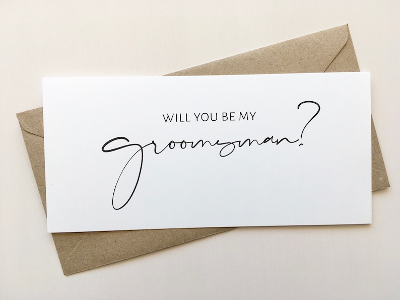 Will You Be My Groomsman Cards DL Flat Cards for Bridal Party Proposals Be My Best Man Card for Best Mate Simple Groomsmen Cards image 4