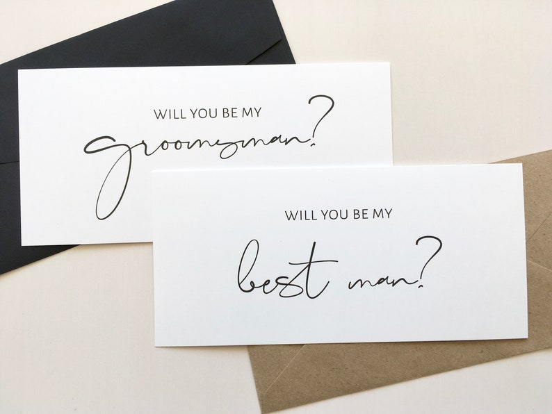 Will You Be My Groomsman Cards DL Flat Cards for Bridal Party Proposals Be My Best Man Card for Best Mate Simple Groomsmen Cards image 1