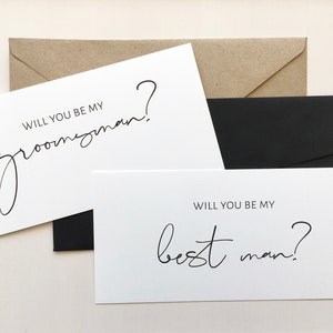 Will You Be My Groomsman Cards DL Flat Cards for Bridal Party Proposals Be My Best Man Card for Best Mate Simple Groomsmen Cards image 2