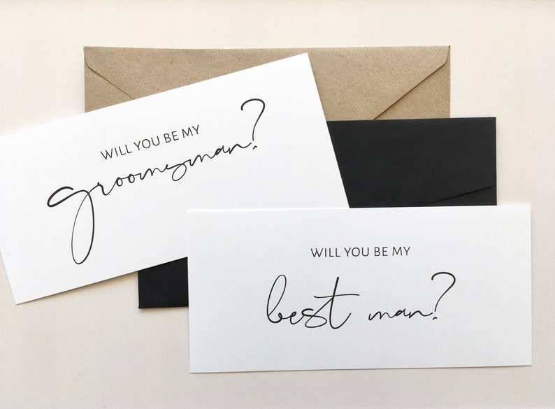 Will You Be My Groomsman Cards DL Flat Cards for Bridal Party Proposals Be My Best Man Card for Best Mate Simple Groomsmen Cards image 2