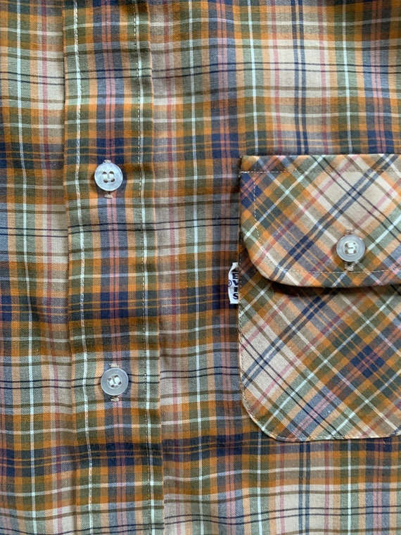 1970s Levis Orange Plaid Western Shirt - image 3