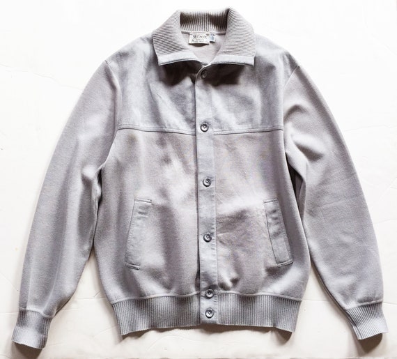 Vintage 1970s Cement Grey Suede and Zephyr Wool Ca