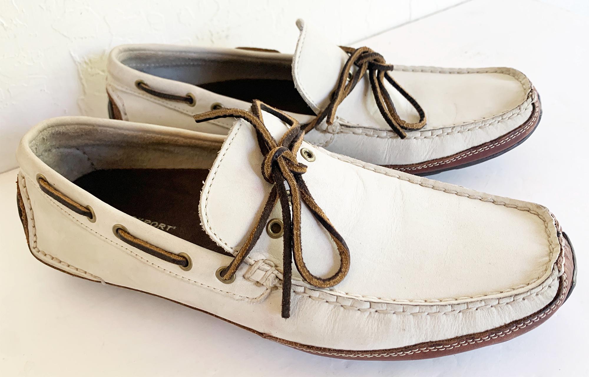 White Leather Rockport Deck Shoes Sz 10 - Etsy