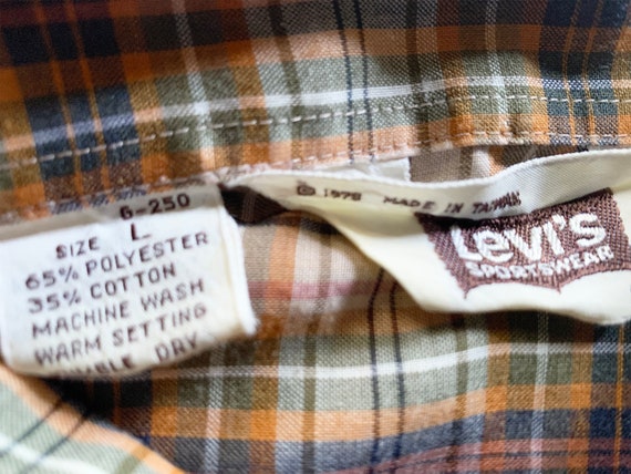 1970s Levis Orange Plaid Western Shirt - image 5