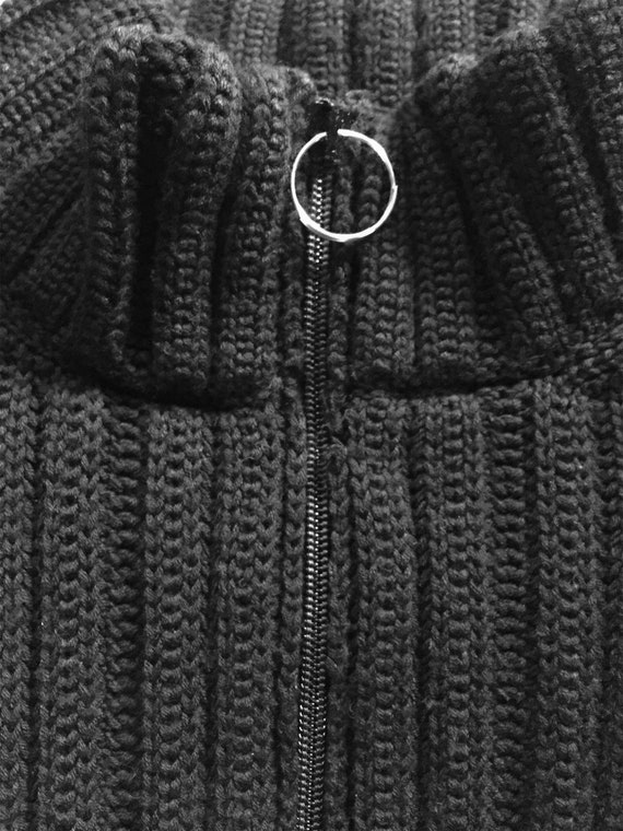 Black Wool Rib Zip Front Lined Sweater Jacket Min… - image 4