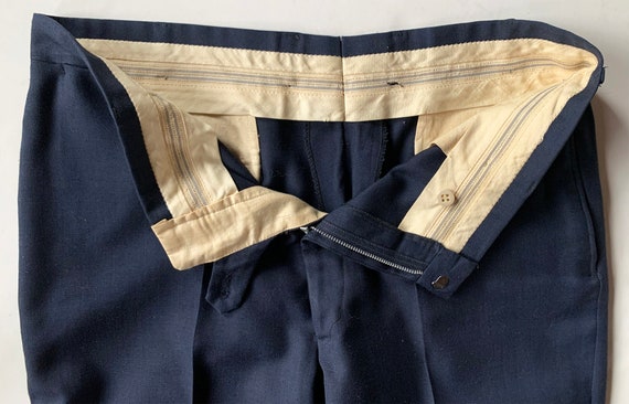 1960s Wool Blend Navy Twill Utility Work Pants Mi… - image 5