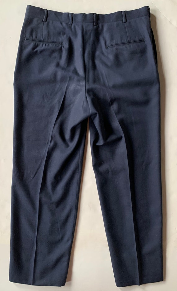 1960s Wool Blend Navy Twill Utility Work Pants Mi… - image 2