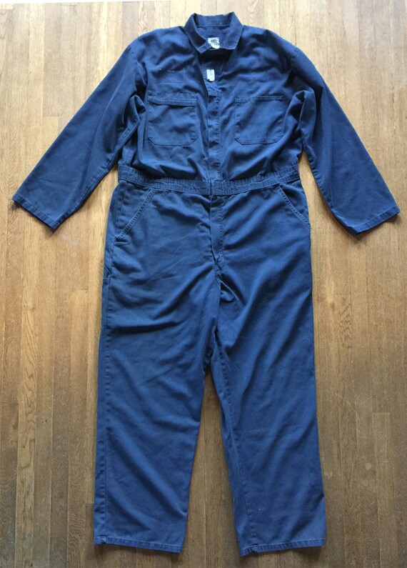 Vintage Blue Cotton Blend Mechanic Jumpsuit Covera