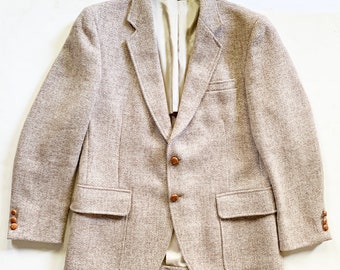 1980s Harris Tweed 2 Button Sport Coat Tan Tweed 42 R