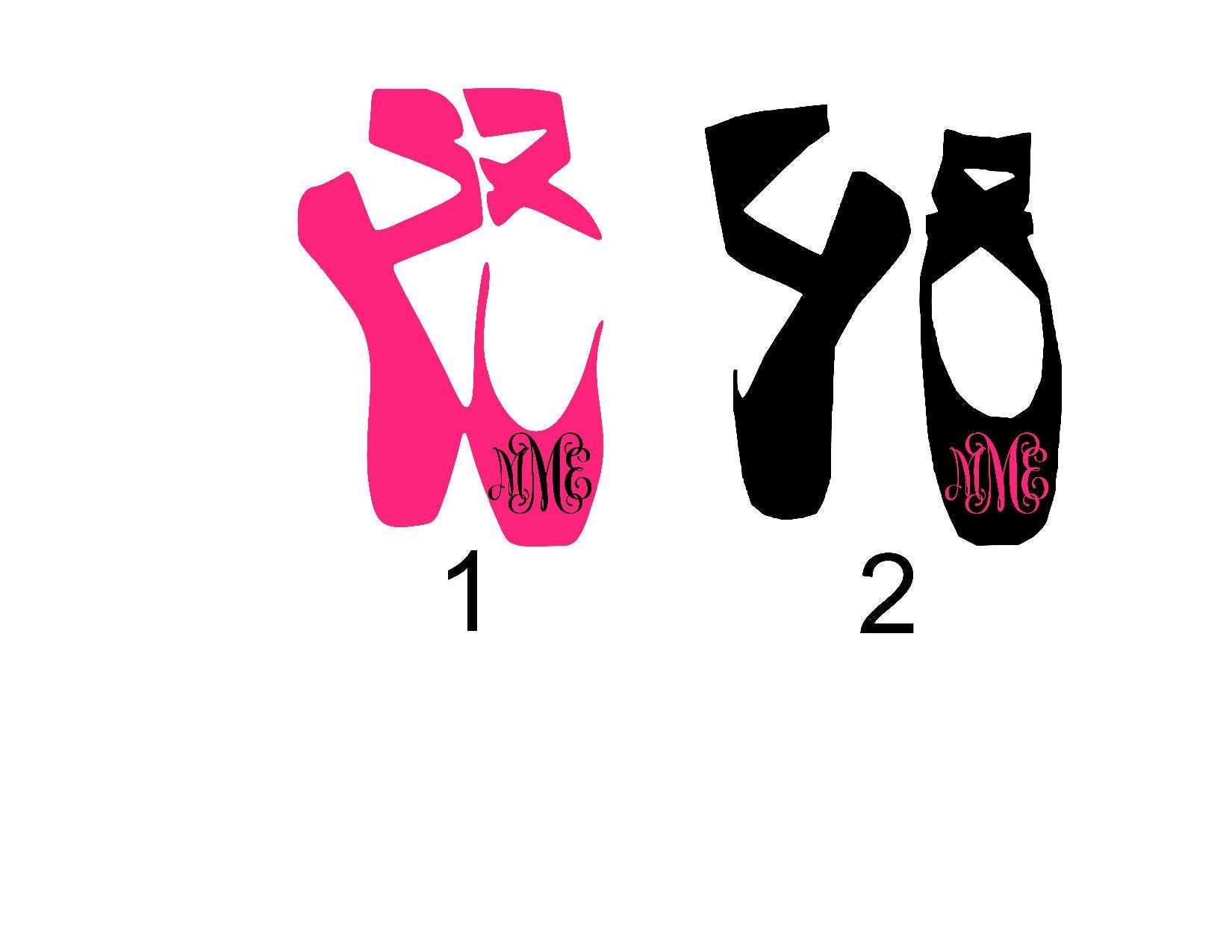 Ballet Shoes w/ Name or Monogram Vinyl Decal Dancer Decal Etsy