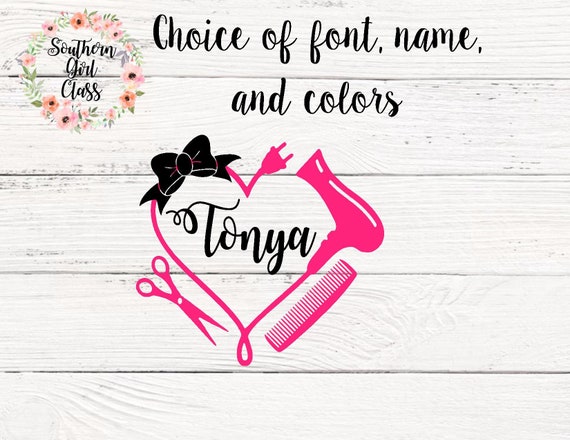 Custom Hairstylist Vinyl Decal W Name Or Monogram Yeti Etsy