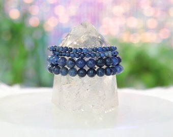 Dumortierite Healing Bracelet - Third Eye Chakra Alignment & Leo Zodiac Harmony