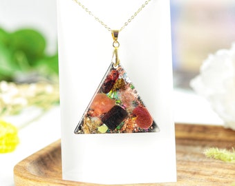 Orgonite® Necklace Crystal Jewelry for 5g EMF Protection Orgone Generator® with Carnelian, Sunstone, Garnet, Iron, Copper - Birthday Gift