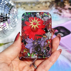 Holographic Symbol Flower Orgonite® 5g EMF Blocking Orgone® Generator Handmade for Cell Phone, iPad, and Laptop with Elite Shungite & More
