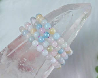 Morganite Crystal Bracelet for Luck, Prosperity & Friendship - Heart Chakra Jewelry