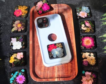 Flower Power Orgonite Cell Phone Grip: EMF Blocking Shungite, Selenite, Tourmaline