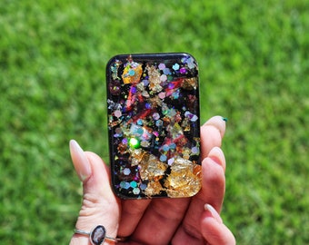 Low Profile Orgonite ® EMF Blocking Cell Phone & Tablet Orgone ® Generator Accessory Handmade with Elite Shungite Back to School Gift