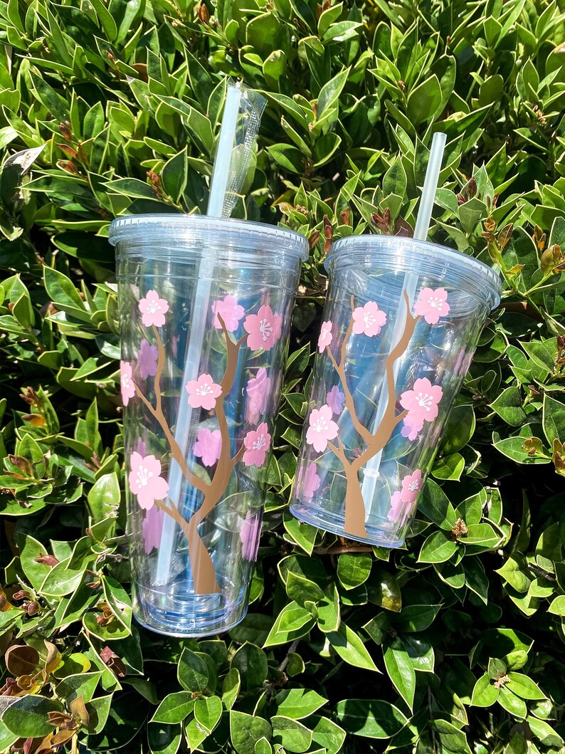 Cherry Blossom Starbucks Cup Sakura Reusable Acrylic Cup Etsy