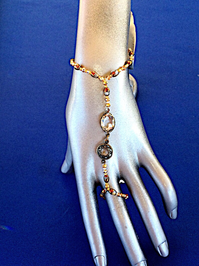 Chain Ring Bracelet Attached Combo Goddess slave bracelet Etsy