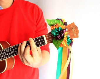 Ukulele lei / para Mardi gras, correa de ukelele, accesorios de ukelele, correa de ukelele, regalo para jugador de ukelele, decoración de ukelele, Uke, estuche de ukelele,