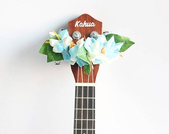 Ukulele lei / regalos de ukelele, accesorios de ukelele, leis de cinta, artesanías hawaianas, regalos de ukelele, decoración de ukelele, Uke, amante del ukelele, mandolina,