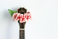 Pink Plumeria Ribbon Lei | Ukulele Strap Accessory Stage Deco | Tropical Wedding Musician Gift product logo