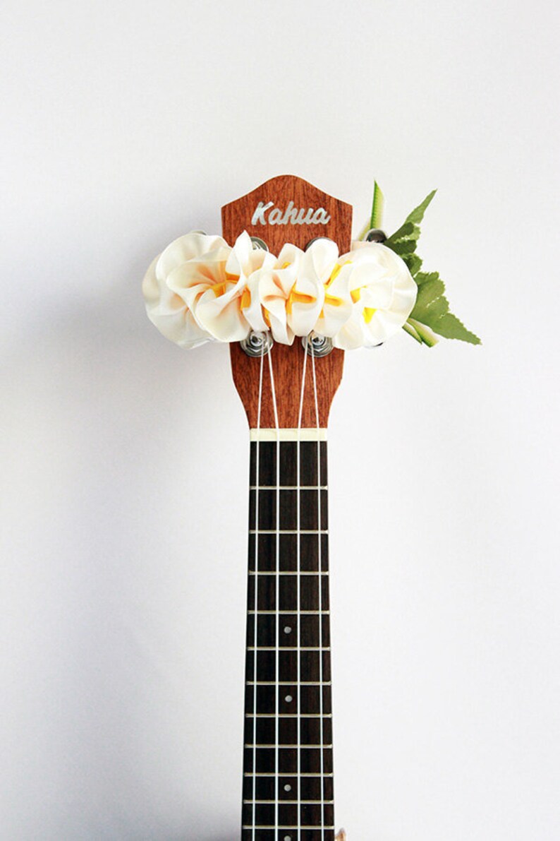 ukulele accessories,ukulele lei,ukulele strap,ribbon lei,soprano ukulele case,uke,hawaiian lei,tropical flower,plumeria,hibiscus,w plumeria