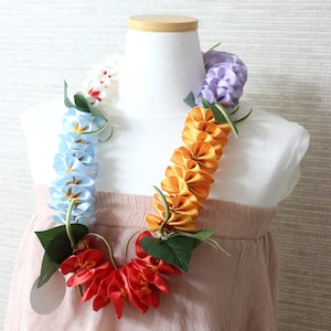 Plumeria-Blumenkette (5 Farben), Hula-Accessoires, Hawaiianische Blumenkette, Hawaiianisches Kunsthandwerk, Blumenkette, Luau-Party, Partygeschenke, Hochzeitskette
