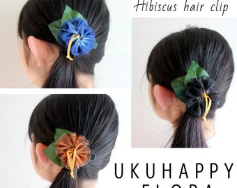 3ways hibiscus hair tie (3 color), Ponytail Holders, Hawaiian hair bow, Hawaiian hair clip, luau party, beach hair tie, tropical accessories