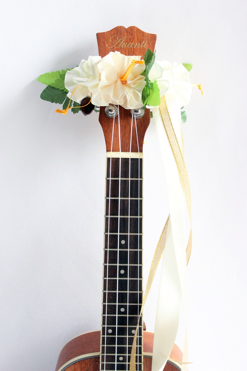 Ukulele Lei /hanging Ribbon White Ukulele Accessory Ukulele Etsy