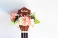 Ukulele lei / pink hibiscus, Ukulele gifts, Ribbon leis, Hawaiian crafts, Gift for Ukulele Player, Ukulele Decor, Uke, Ukulele Lover, product logo
