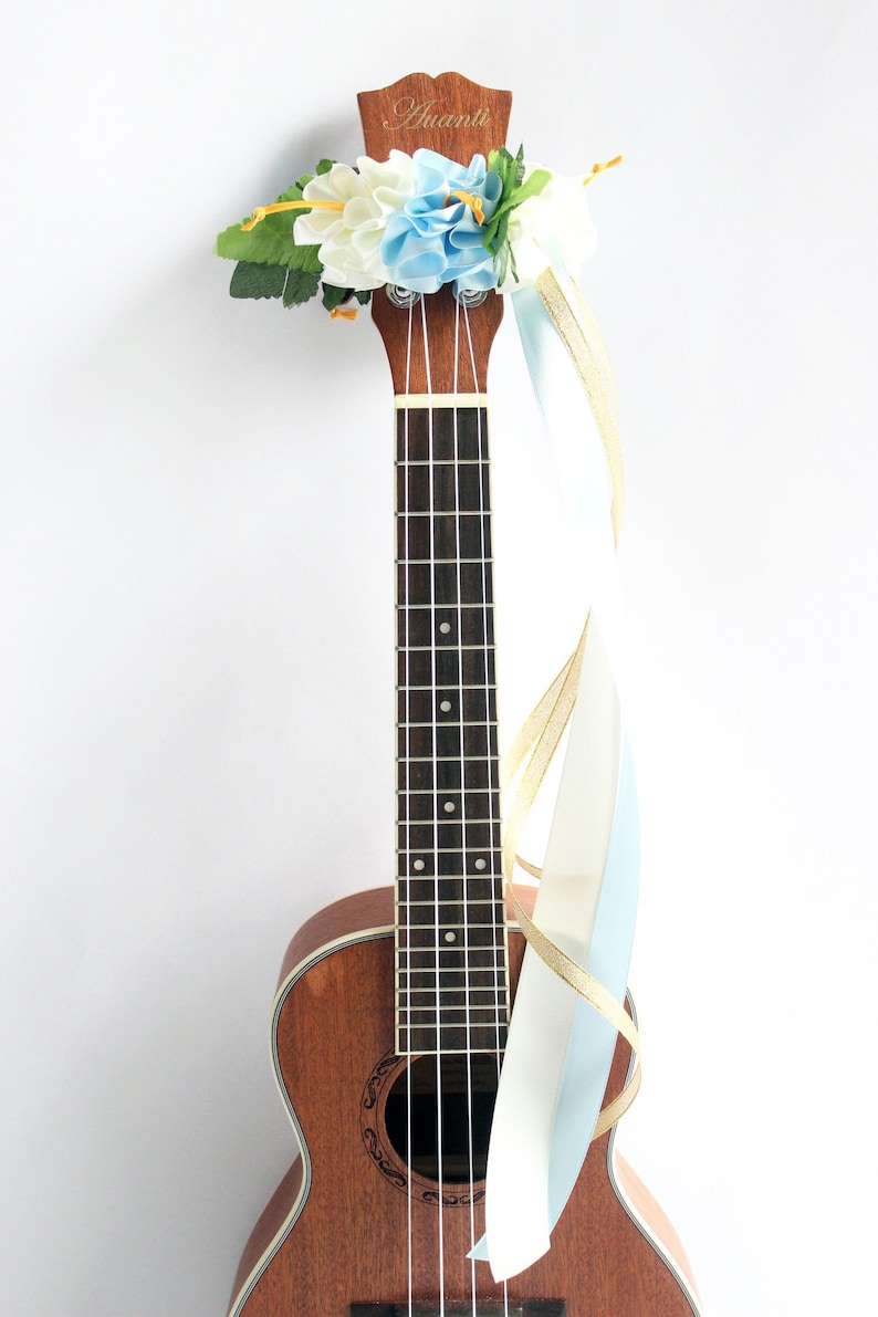 Ukulele lei /Hanging ribbon blue Ukulele Accessory Ukulele Etsy