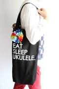 Eat Sleep Ukulele Tote Bag | Ukulele Carry Bag | Soprano & Concert Ukulele Case | Uke Accessories | Ribbon Lei | Musician Gift product logo