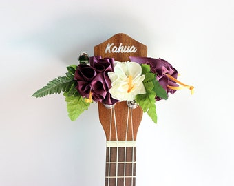 Ukulele lei / deep purple, Ukulele Accessories, Ukulele strap, Ukulele gifts, Ukelele strap, ukulele case, uke, music gifts, music teacher,