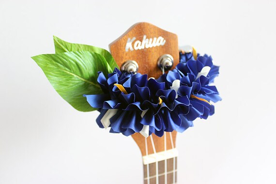 Hawaiian ukulele ribbon lei handmade by ukuhappy pink crocus
