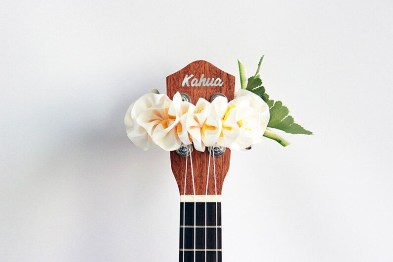 ukulele accessories,ukulele lei,ukulele strap,ribbon lei,soprano ukulele case,uke,hawaiian lei,tropical flower,plumeria,hibiscus,w plumeria