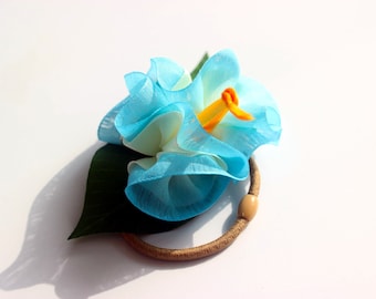 3ways hibiscus hair tie (blue), Ponytail Holders, Hawaiian hair bow, Hawaiian hair clip, luau party, beach  hair tie, tropical accessories