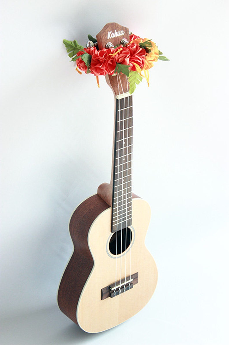 Ukulele lei / orange hibiscus Ukulele gifts Ribbon leis Etsy